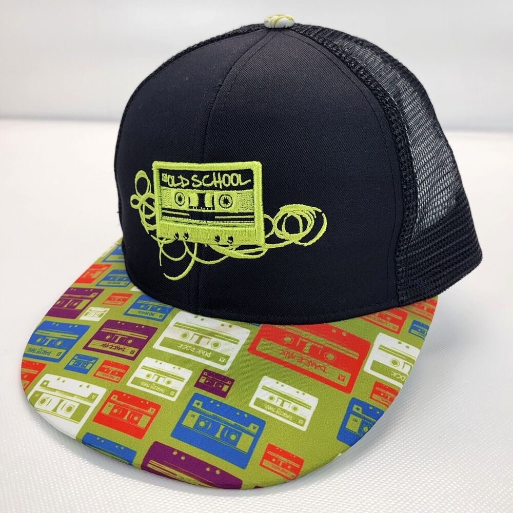 Pugs Old School Baseball Cap Hat Cassettes MIX Tape Flat Bill Meshback Snapback
